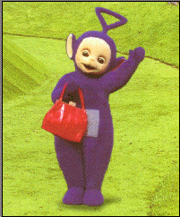 Tinky Winky with bag